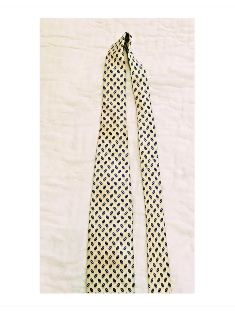 Hermes Geometric Chaine D'Ancre Yellow Men's Silk Tie 7957 EA 3.5